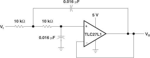 TLC27L1 TLC27L1A 两极点低通巴特沃斯滤波器