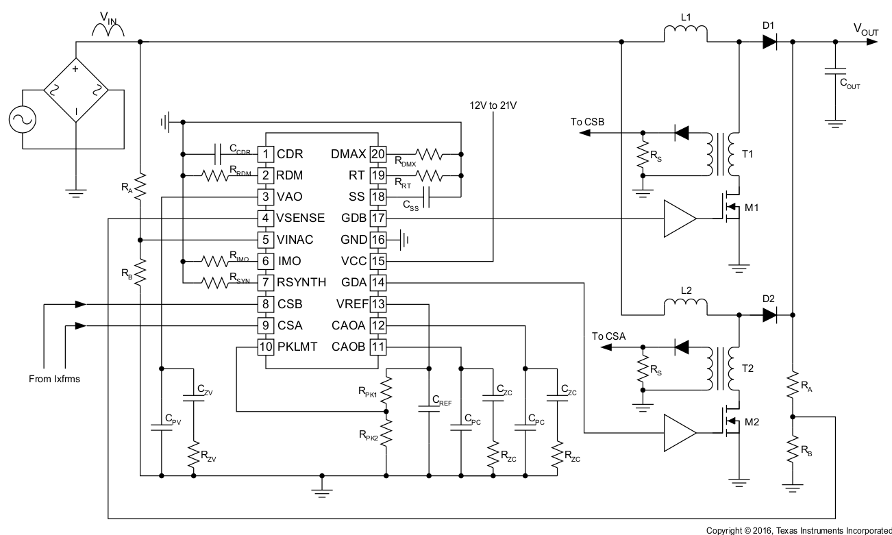 UCC28070-Q1 简化版应用示意图