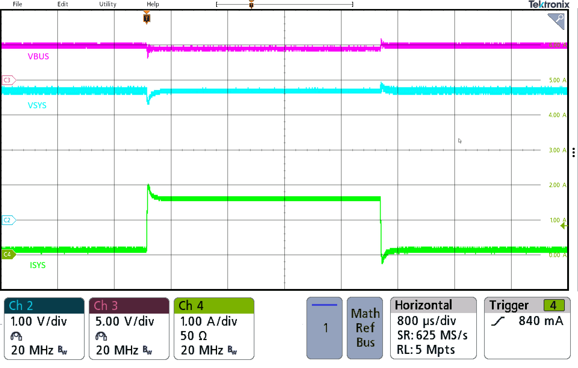 BQ25630 SYS 瞬态 BQ25630 SYS 瞬态