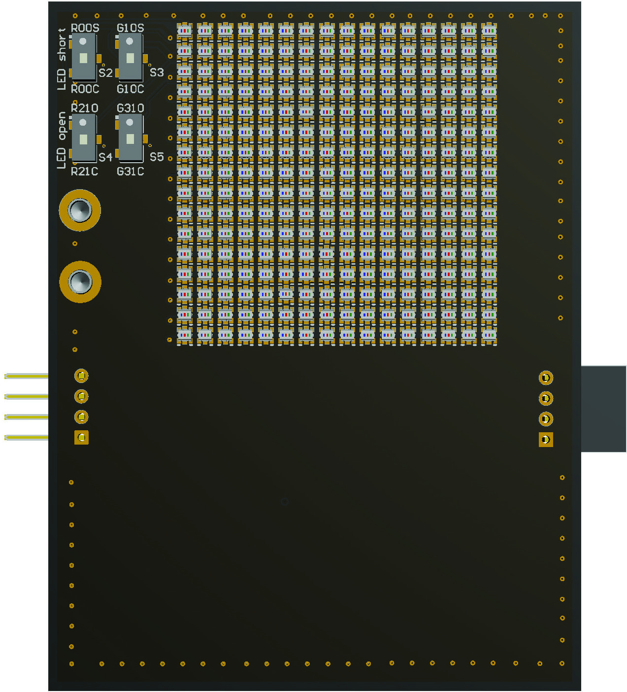 LP5891Q1EVM LP5891Q1EVM 电路板的 LED 侧