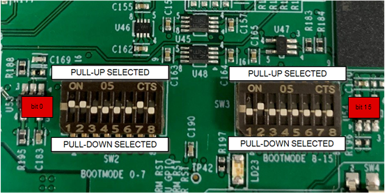 TMDS243EVM TMDS64EVM AM64x/AM243x EVM PCB，引导模式选择开关（SW2、SW3）