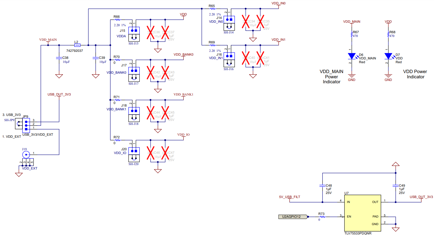 LMKDB1204EVM 电源（外部和 USB 选项）