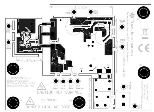UCG28826EVM-093 EVM 装配图（顶视图）