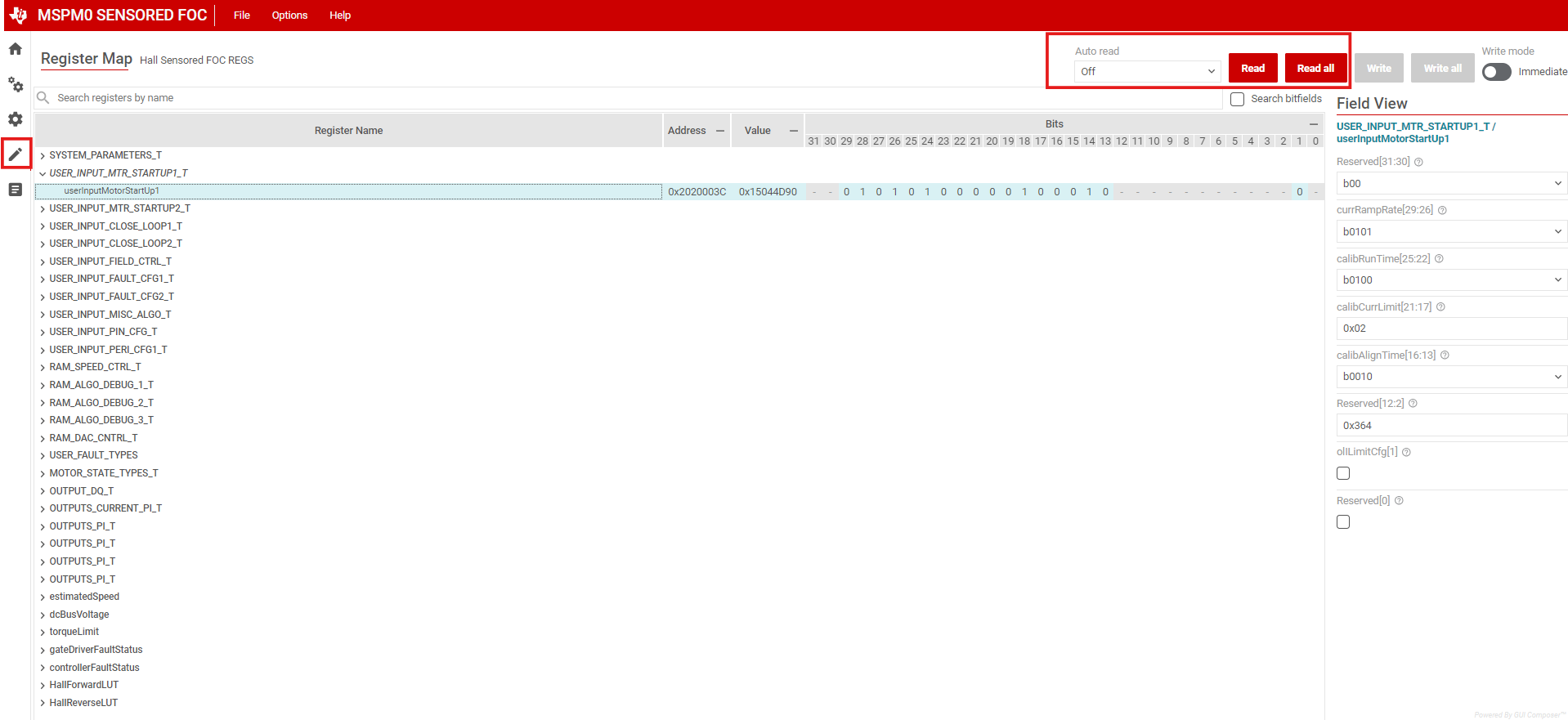  GUI 寄存器映射页面