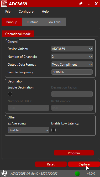 ADC3669EVM 使用 ADC3669 GUI 采集 ADC 数据