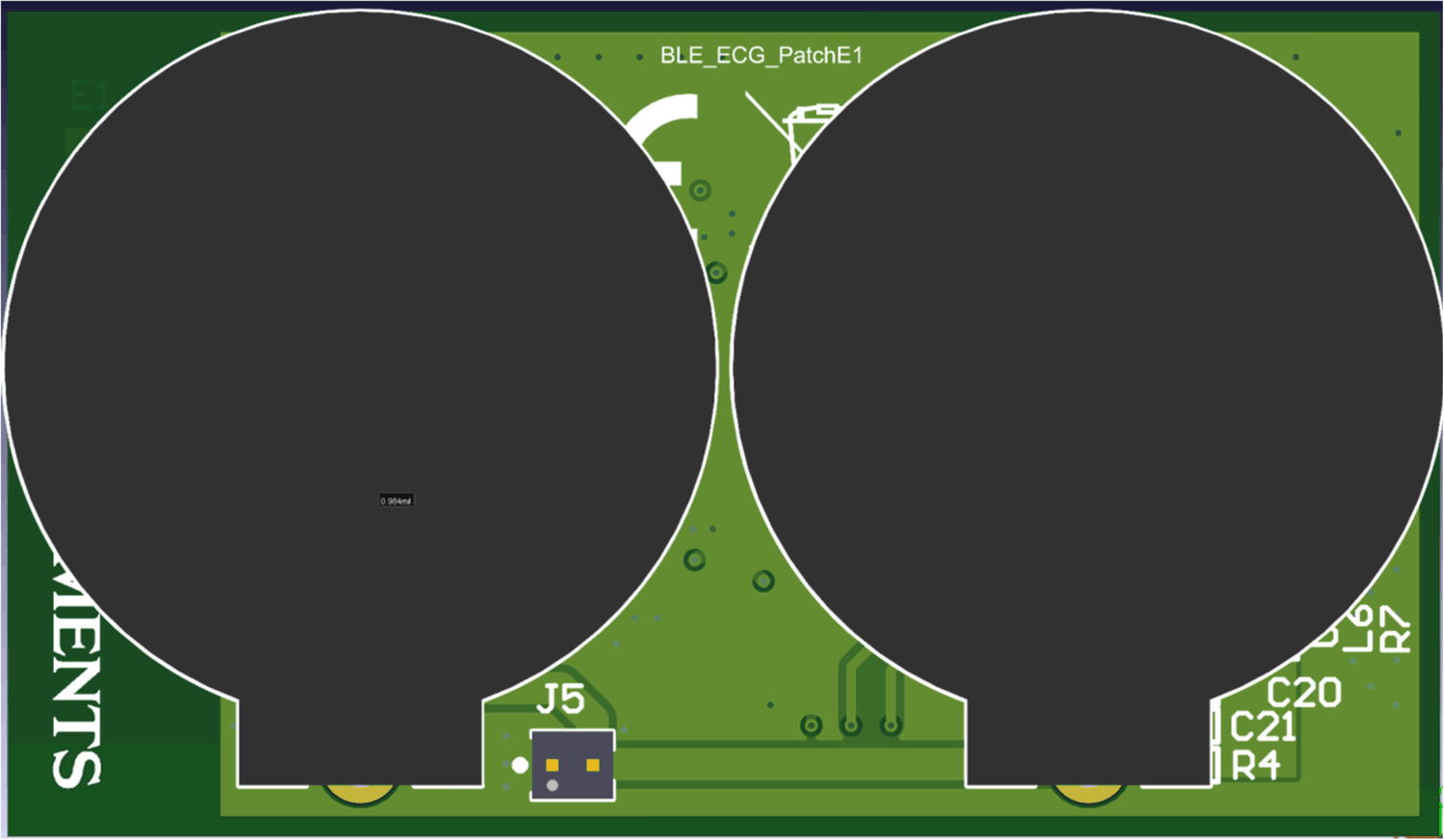 TIDA-010270 BLE 板底视图（带有纽扣电池座）