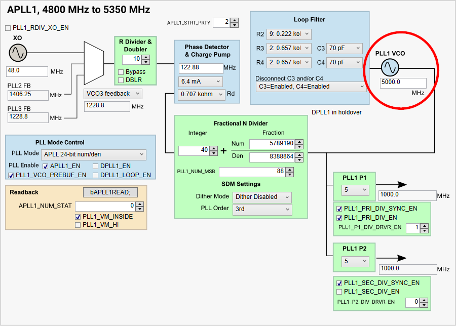 LMK5C33414AEVM APLL1 页面