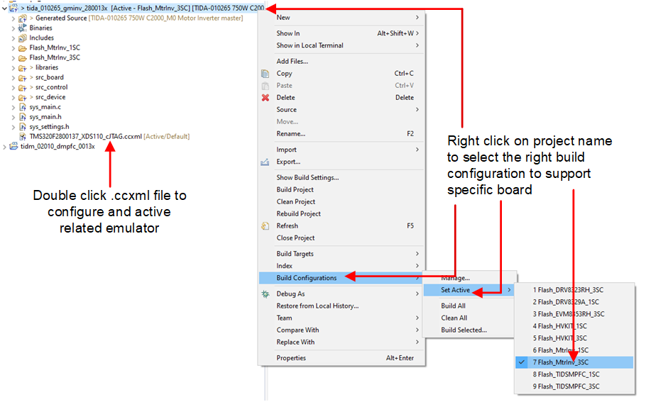 TIEVM-MTR-HVINV 选择合适的构建配置