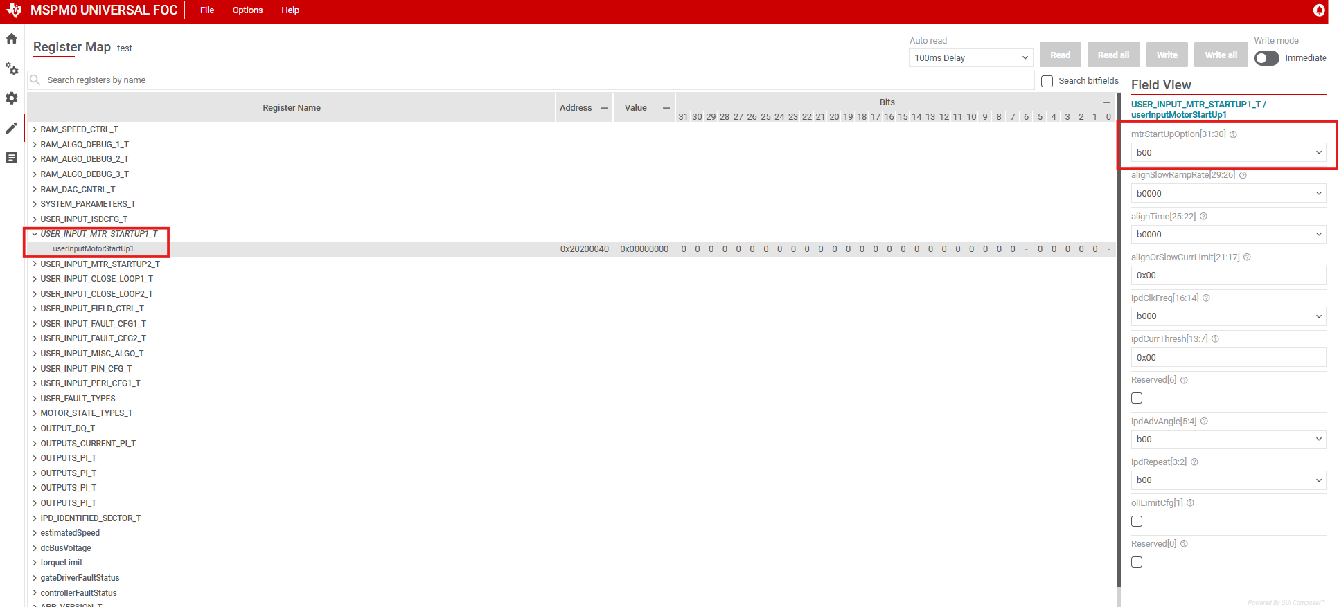 GUI 中的电机启动 GUI 中的电机启动