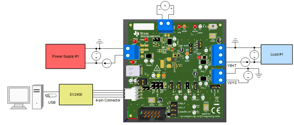 BQ25630EVM BQ25630 EVM 的测试设置