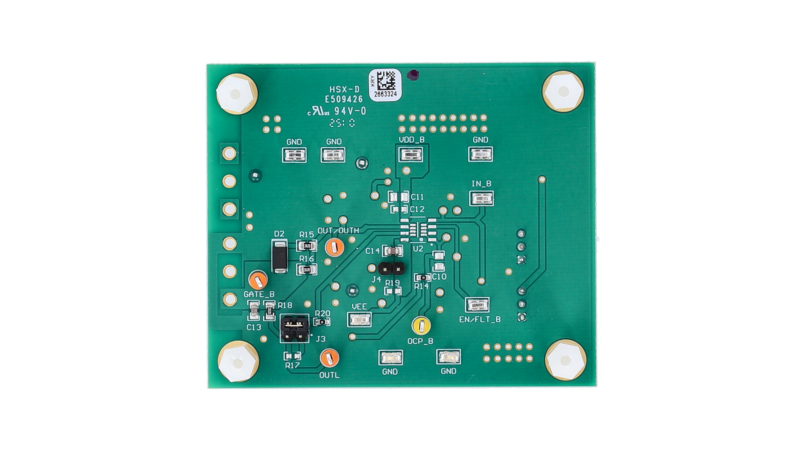 UCC57142EVM UCC57142EVM 的背面，支持 UCC57132B 和 UCC57138C IC