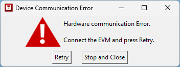 TMF0020EVM, TMF0064EVM 器件通信错误