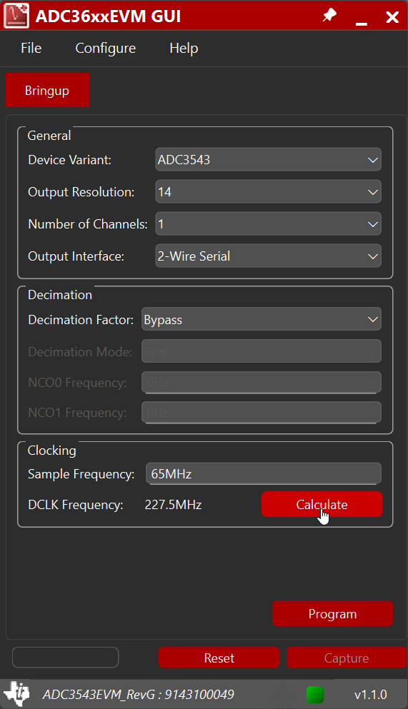 ADC3543EVM ADC3544EVM 计算 ADC3543 的 DCLK 频率